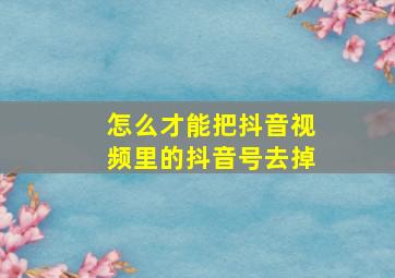 怎么才能把抖音视频里的抖音号去掉