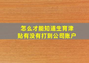 怎么才能知道生育津贴有没有打到公司账户