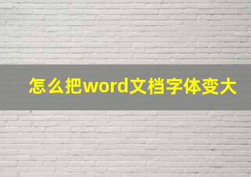 怎么把word文档字体变大