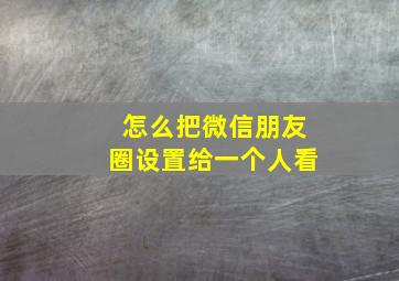 怎么把微信朋友圈设置给一个人看