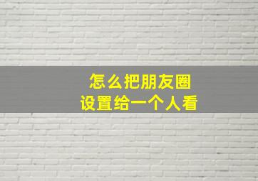 怎么把朋友圈设置给一个人看