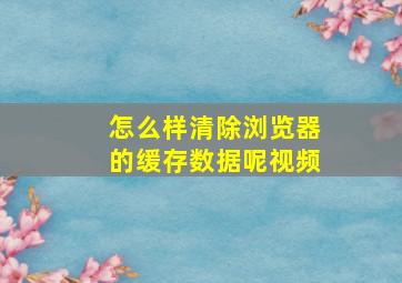 怎么样清除浏览器的缓存数据呢视频