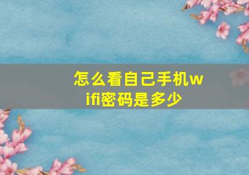 怎么看自己手机wifi密码是多少