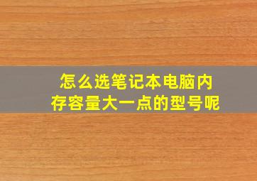 怎么选笔记本电脑内存容量大一点的型号呢