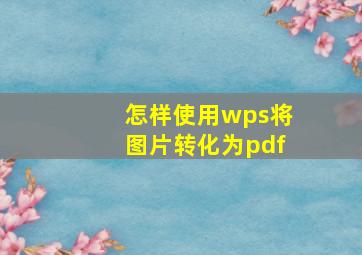 怎样使用wps将图片转化为pdf