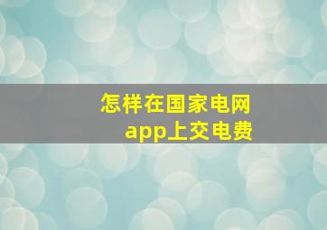 怎样在国家电网app上交电费