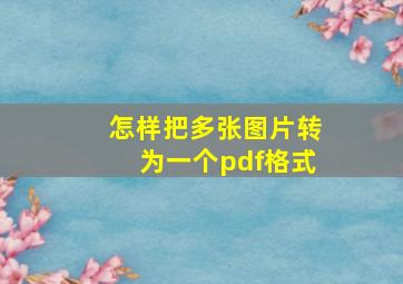 怎样把多张图片转为一个pdf格式