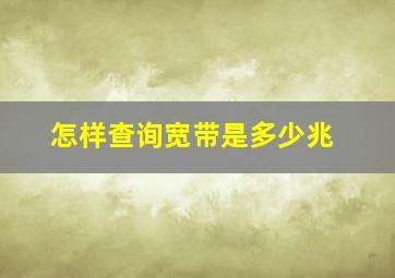 怎样查询宽带是多少兆