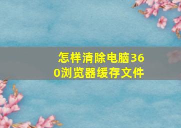 怎样清除电脑360浏览器缓存文件