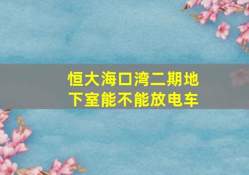 恒大海口湾二期地下室能不能放电车