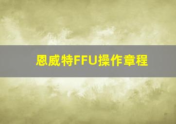 恩威特FFU操作章程