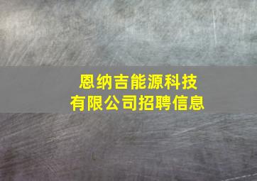 恩纳吉能源科技有限公司招聘信息