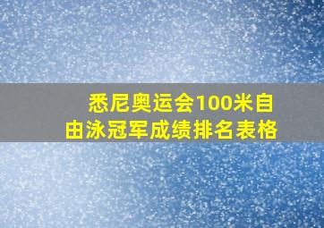 悉尼奥运会100米自由泳冠军成绩排名表格