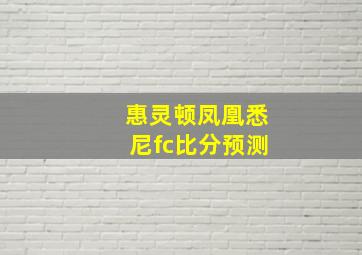 惠灵顿凤凰悉尼fc比分预测