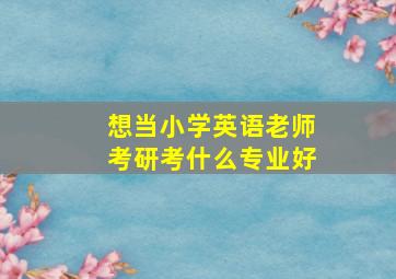 想当小学英语老师考研考什么专业好