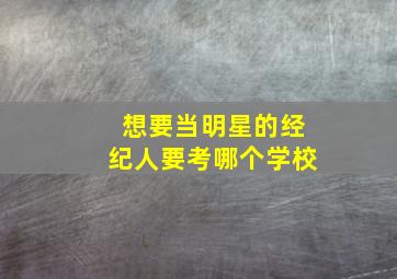 想要当明星的经纪人要考哪个学校