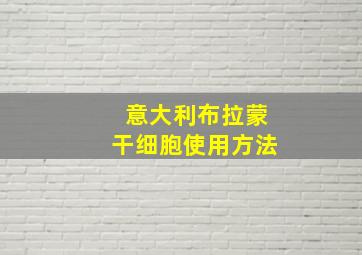 意大利布拉蒙干细胞使用方法