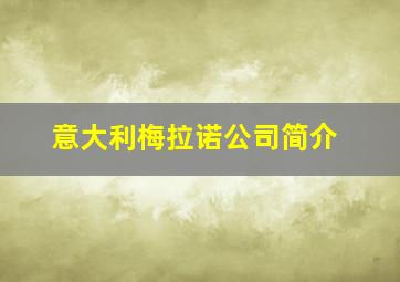 意大利梅拉诺公司简介