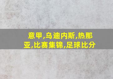 意甲,乌迪内斯,热那亚,比赛集锦,足球比分