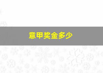 意甲奖金多少