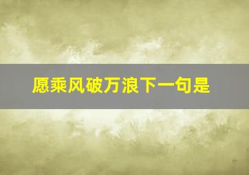 愿乘风破万浪下一句是