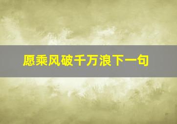 愿乘风破千万浪下一句