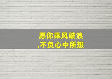 愿你乘风破浪,不负心中所想