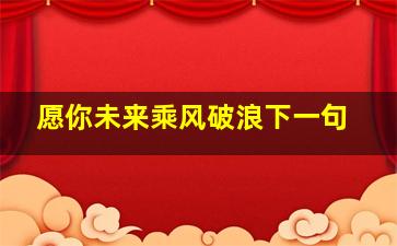 愿你未来乘风破浪下一句