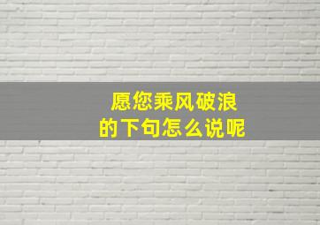 愿您乘风破浪的下句怎么说呢