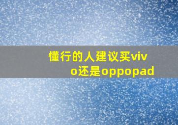 懂行的人建议买vivo还是oppopad