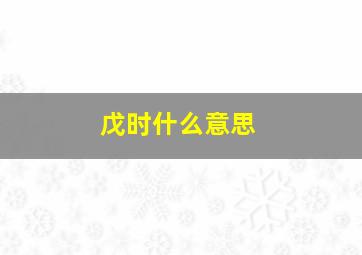 戊时什么意思