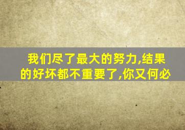 我们尽了最大的努力,结果的好坏都不重要了,你又何必