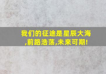 我们的征途是星辰大海,前路浩荡,未来可期!