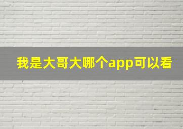 我是大哥大哪个app可以看