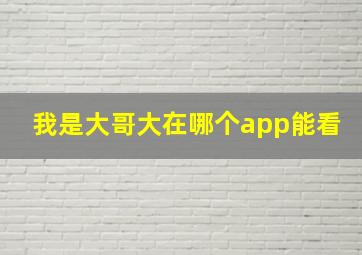 我是大哥大在哪个app能看