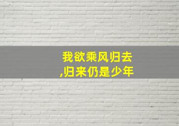 我欲乘风归去,归来仍是少年