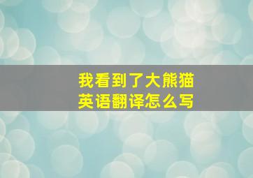 我看到了大熊猫英语翻译怎么写