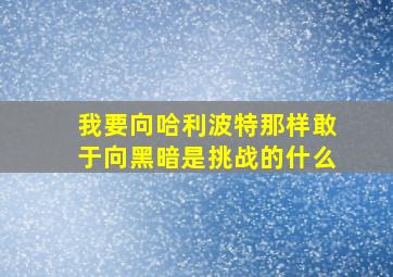 我要向哈利波特那样敢于向黑暗是挑战的什么