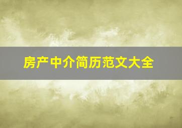 房产中介简历范文大全