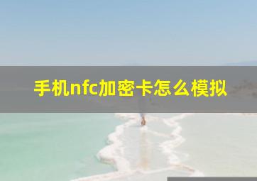 手机nfc加密卡怎么模拟