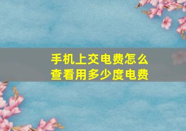 手机上交电费怎么查看用多少度电费