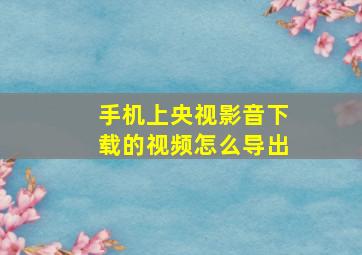 手机上央视影音下载的视频怎么导出