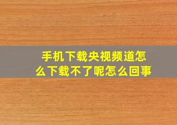 手机下载央视频道怎么下载不了呢怎么回事