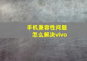 手机兼容性问题怎么解决vivo