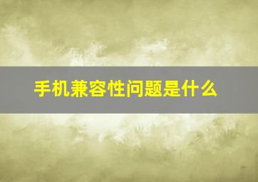 手机兼容性问题是什么