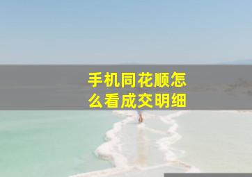 手机同花顺怎么看成交明细