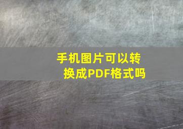 手机图片可以转换成PDF格式吗