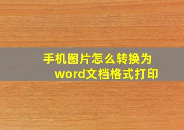 手机图片怎么转换为word文档格式打印