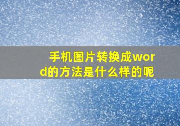 手机图片转换成word的方法是什么样的呢