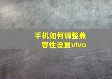 手机如何调整兼容性设置vivo